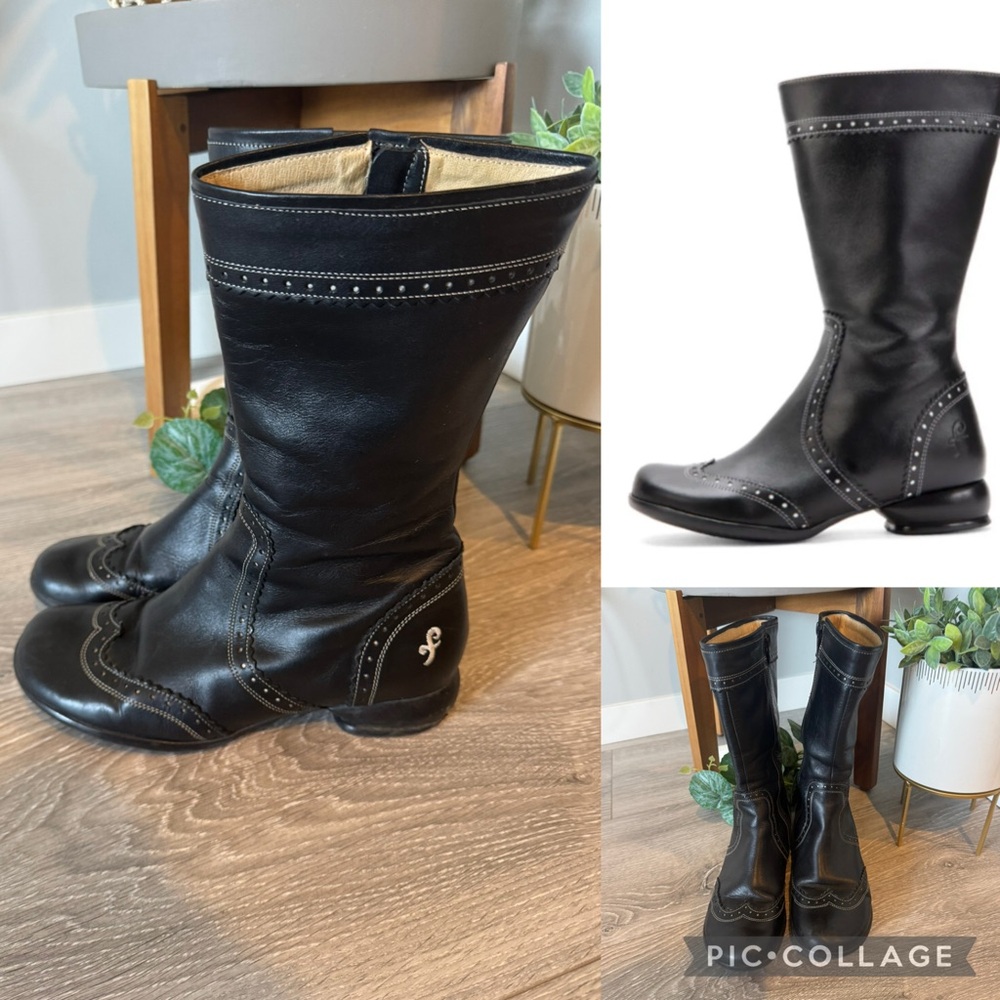 John Fluevog Black Leather Heeled Boots